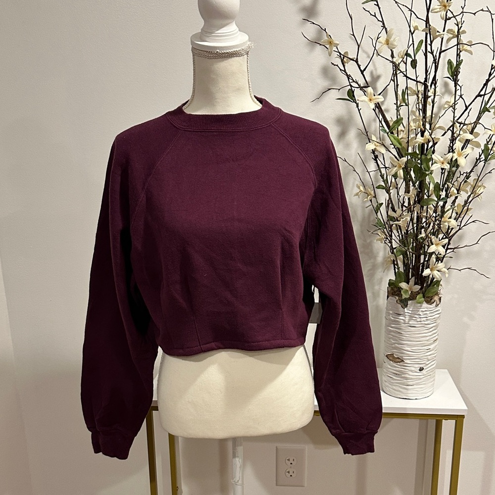 Pintuck Cropped Sweatshirt